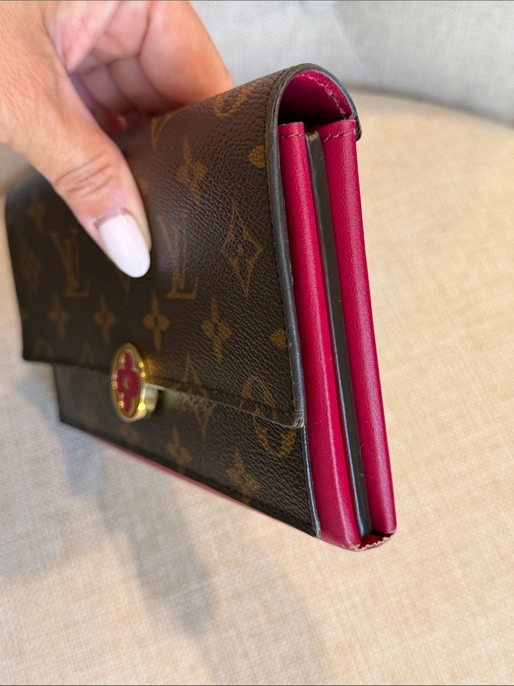 LOUIS VUITTON FLORE WALLET Fuschia Raspberry Monogram Canvas Long Wallet - Picture 7 of 13